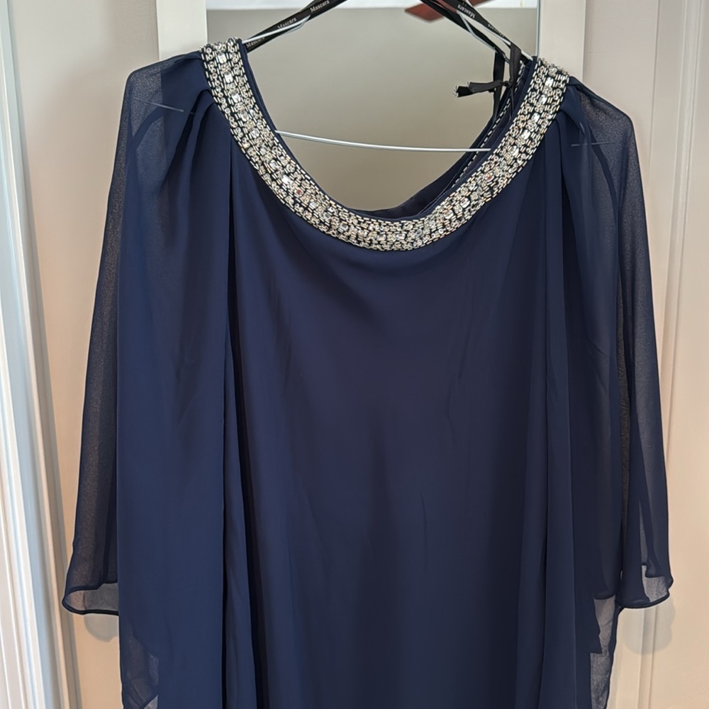 Mascara London Navy Diamonte Batwing Dress